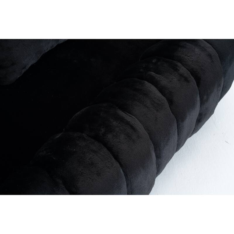 GDFStudio - Floral-Shaped 75.49" Faux Fur Loveseat Sofa with High-Density Foam