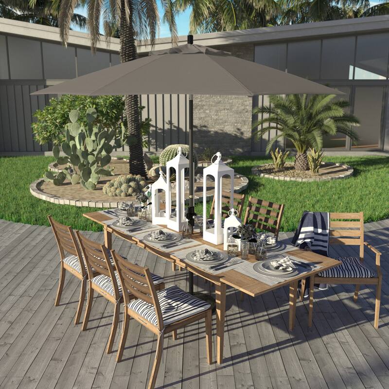 California Umbrella 9' Rd. Aluminum Patio Umbrella, Deluxe Crank Lift with Collar Tilt, Black Frame Finish, Pacifica Fabric