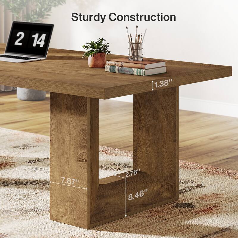 62.99" Home Office Desk, Large Farmhouse Executive Desk, Computer Table for Office