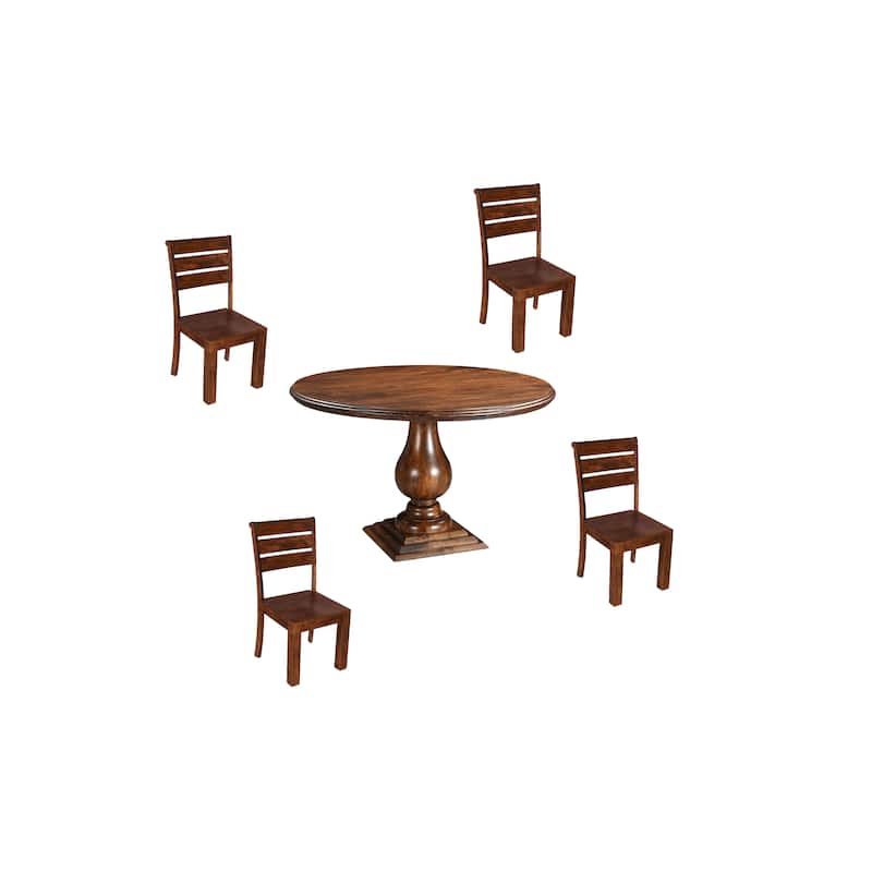 Willow 5-piece Solid Wood Dining Set - Dark Brown