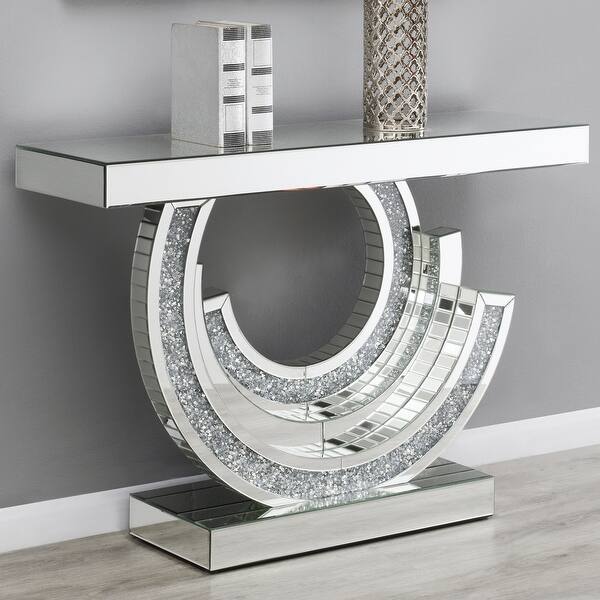 Glamorous Contemporary Mirrored Accent Console Table Bed Bath