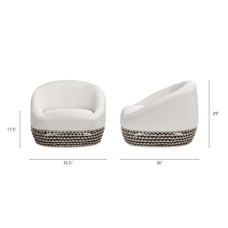 Willow 4-Piece Rope Woven Deep Seating Patio Conversation Set