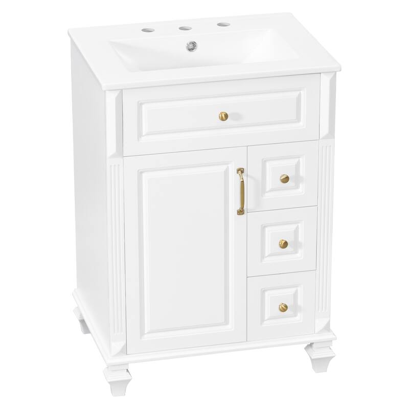 Bathroom Vanity with Ceramic Sink Top, Bathroom Cabinet Base and Ceramic Basin Set