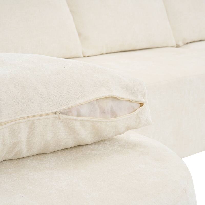 Christopher Knight Home - Cami 140.5" Chenille Upholstered U-shaped Modular Compressed Sectional Sofa with Pillows