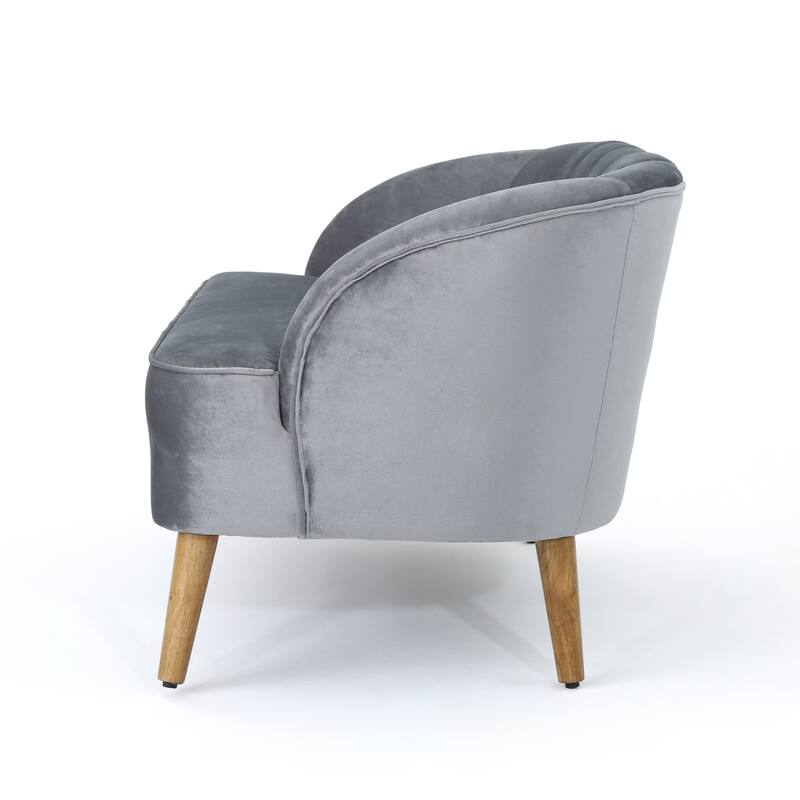 Classic Shell-Backed Loveseat with Wooden Legs