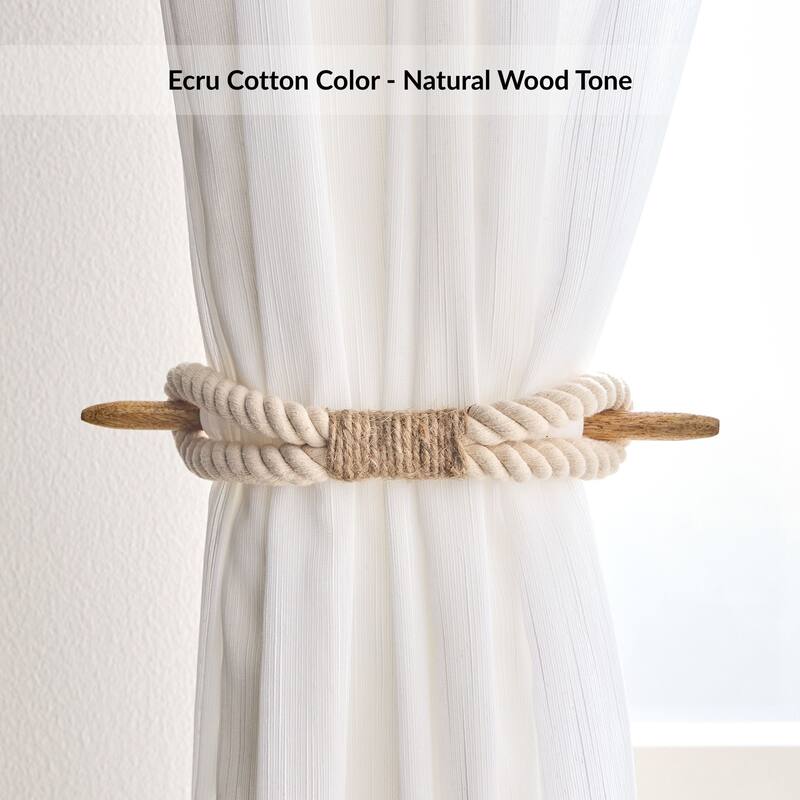 Twisted Curtain Tiebacks with Wooden Stick 9.5 in