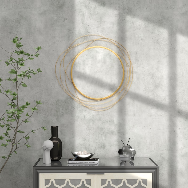 HOMCOM Decorative Wall Mirror, 25.6" Circle Mirror Decor, Modern Metal Wall Art for Living Room, Bedroom and Dining Room