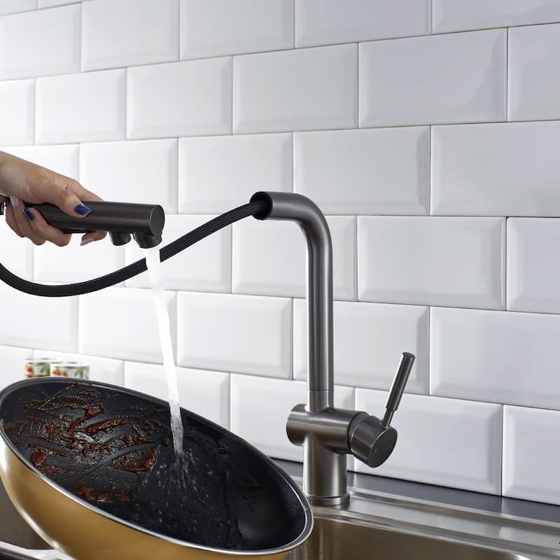 ALPHAUCET Single Handle Pull-Out Sprayer Kitchen Faucet