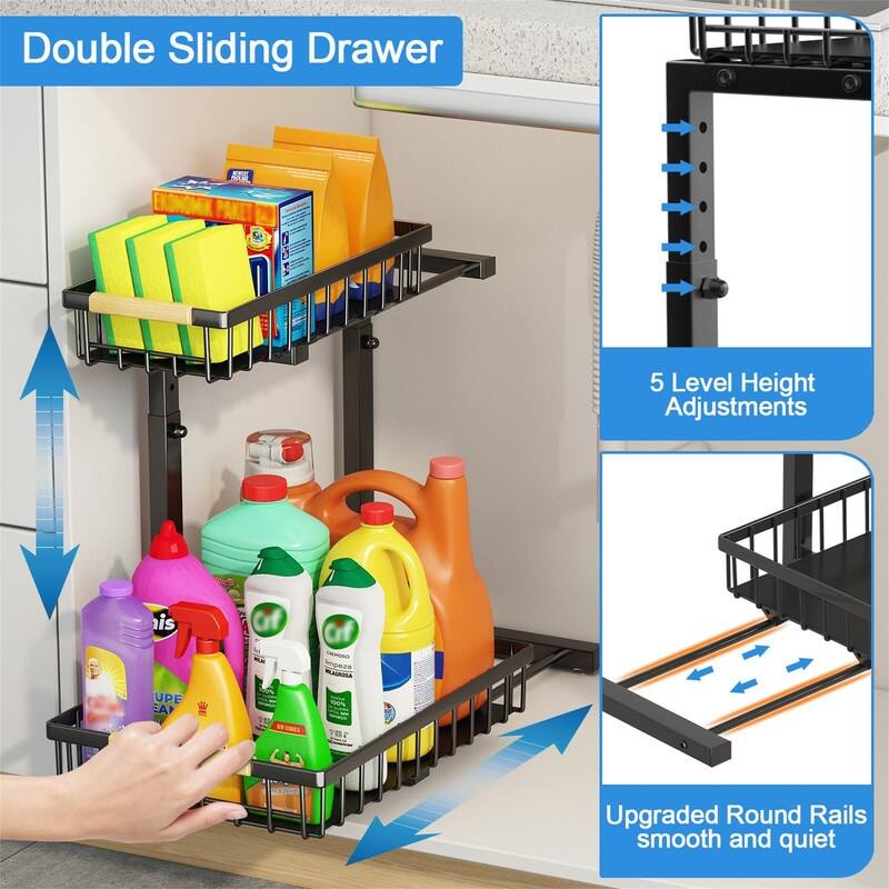Pull Out Cabinet Organizer - ‎11.4"D x 15.55"W x 13.6"H