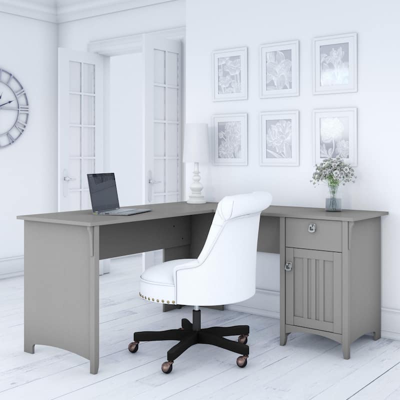 Bush Furniture Salinas 60W L Shaped Desk with Drawers and Storage - Cape Cod Gray