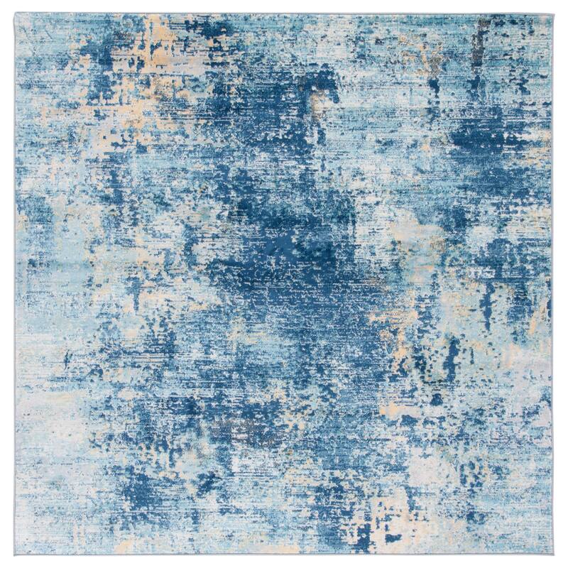SAFAVIEH Jasper Trudi Modern & Contemporary Rug - 6'7" Square - Navy/Ivory