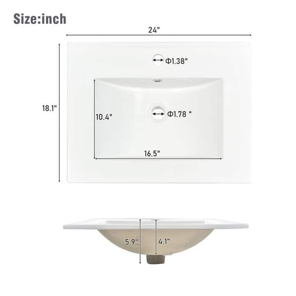 24inch White Bathroom Vanity Sink Combo with Ceramic Basin Gold Legs ...