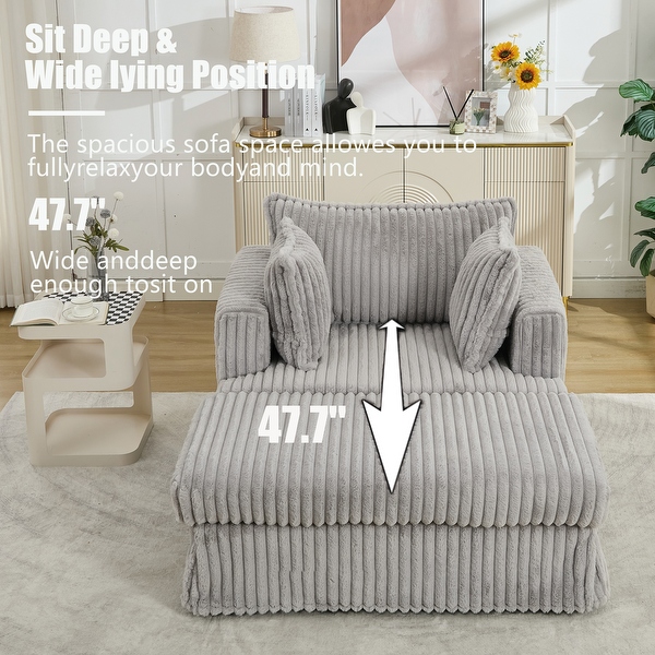 47.7 Oversized Corduroy Deep Seat Sofa with Ottoman