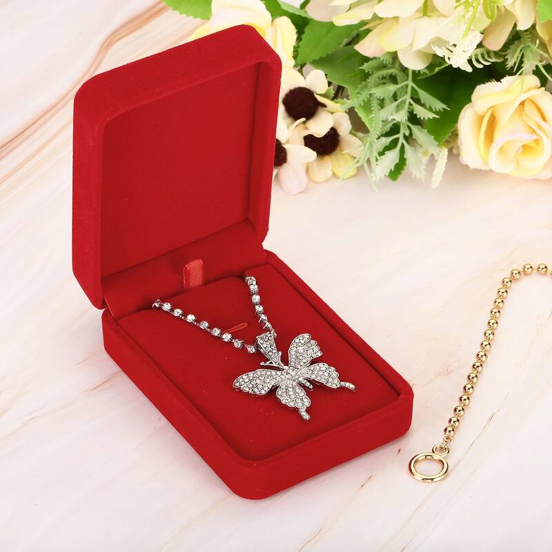 Velvet Necklace Box Single Slot Jewelry Holder for Wedding Style 2
