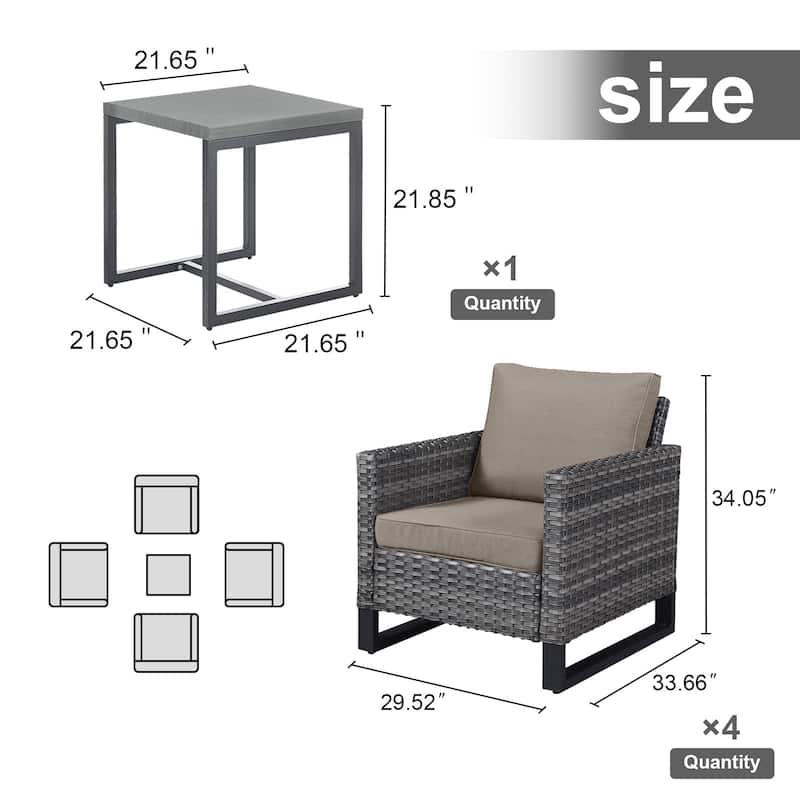 Gymojoy Outdoor Garden Patio Chairs with Side Table