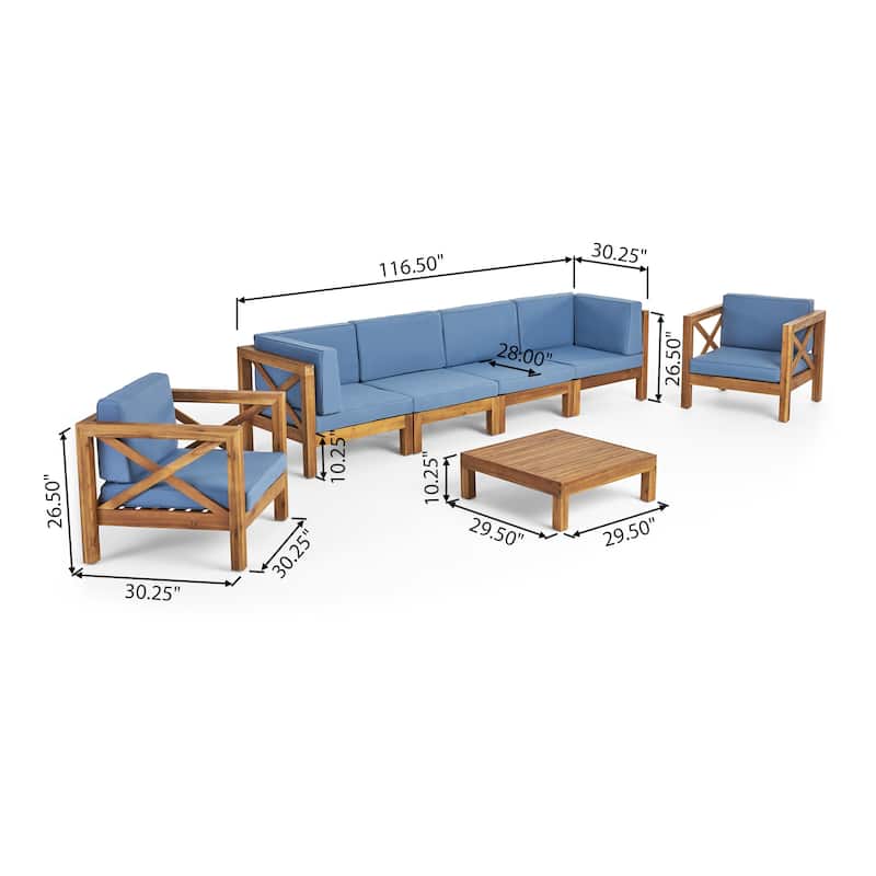 Brava Outdoor Acacia Wood 7-piece Chat Set by Christopher Knight Home
