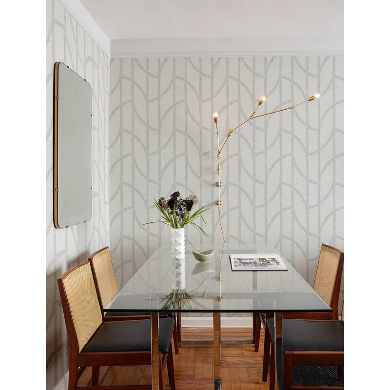 A-Street Prints Harlow Silver Curved Contours Wallpaper