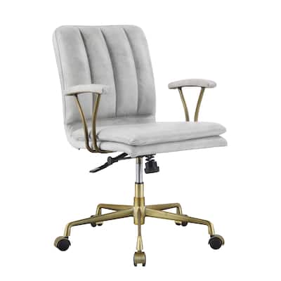 Leather Executive Office Chair, Upholstered Work Chair with Wheels, Computer Desk Chair with Adjustable Height - N/A