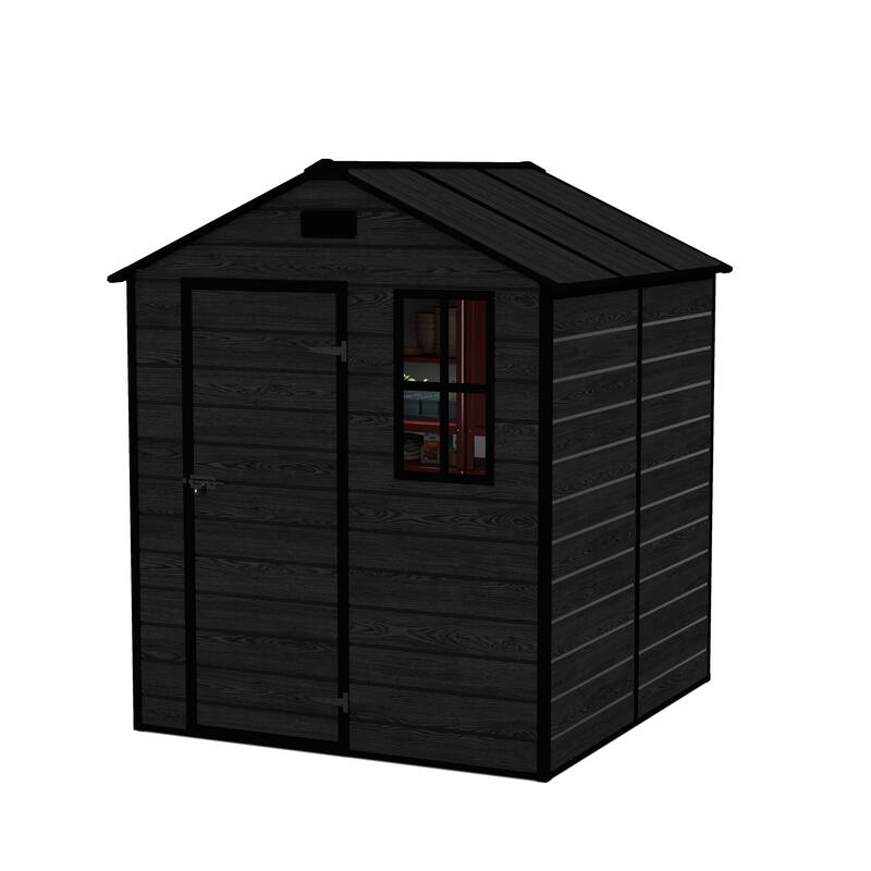 6*6ft Resin Storage Shed, High Quality Pp Material, Waterproof, Rust And Uv Proof, Large Storage Space, 12mm Thick Pp Board