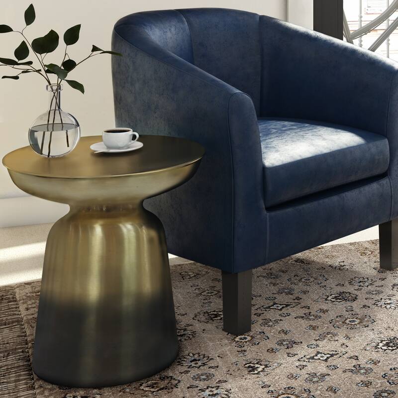 WYNDENHALL Layne Modern Industrial 16 inch Wide Metal Accent Side Table, Fully Assembled - Gold/Black Ombre