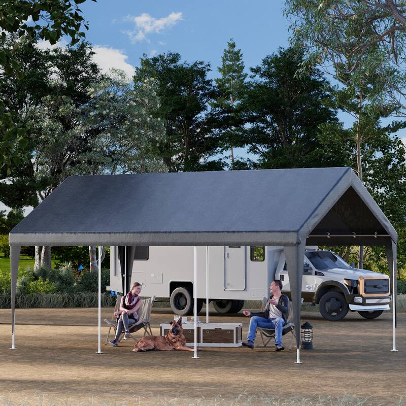 Heavy Duty Carport, All-Weather Waterproof Shelter with Steel Frame for Cars, Boats & Equipment