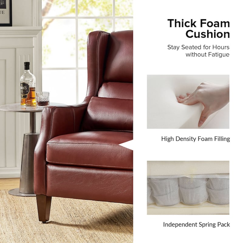 Erich Genuine Leather Wingback Armchair with Pillow by HULALA HOME