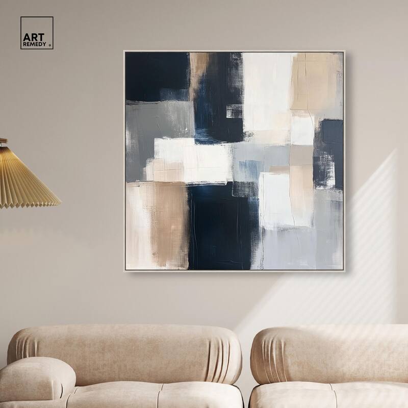 Blue and Tan Abstraction I Canvas by Art Remedy
