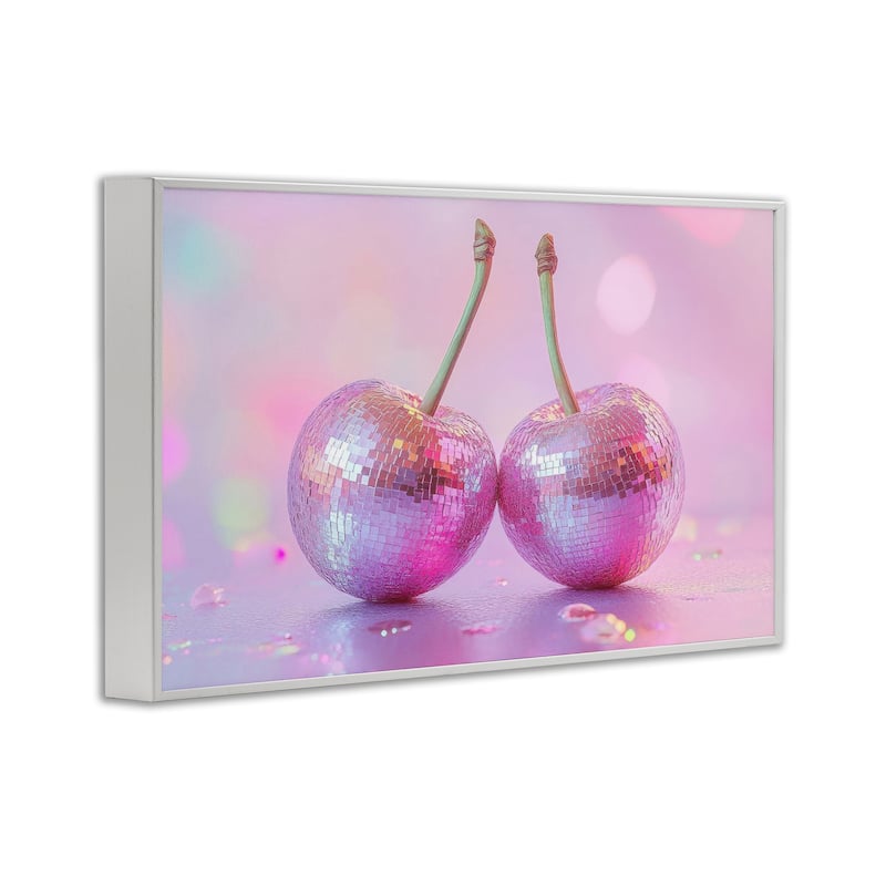 Stupell Pastel Shine Disco Cherries Framed Giclee Art Design By LSR Creative Studio
