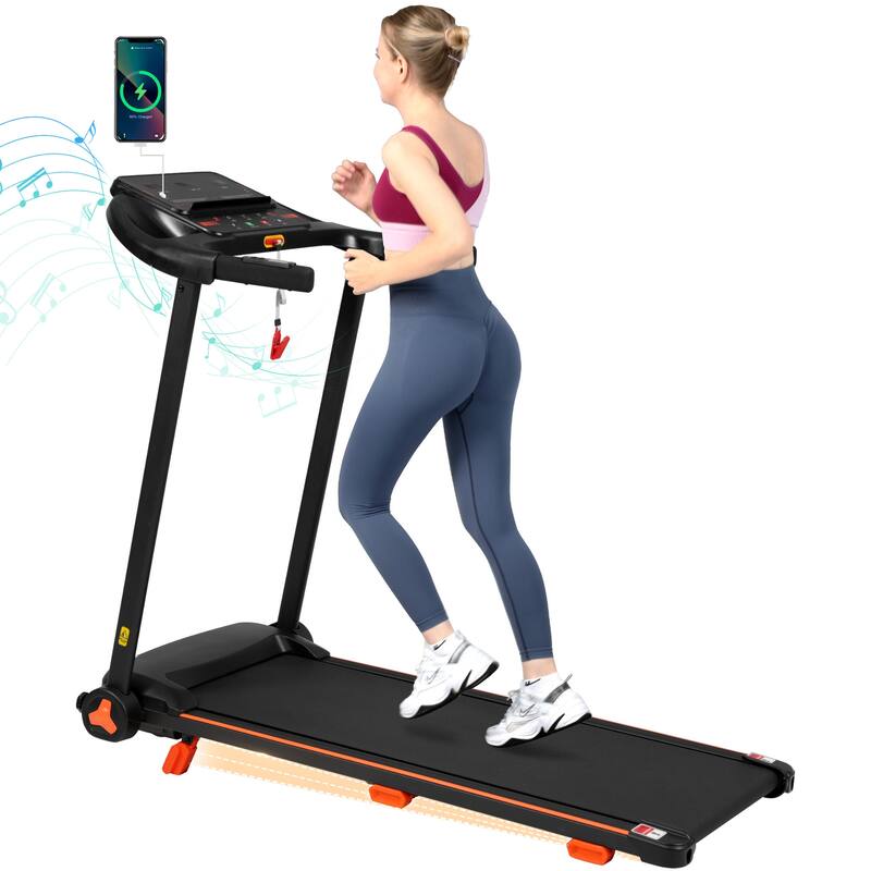 Folding Incline Treadmill with 12 Program, Shock Absorption, USB Charging, 2.5HP Smart Treadmill Home Walking Machine