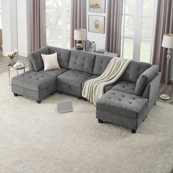 UShape Modular Sectional Sofa DIY Combo with Storage Space, Two