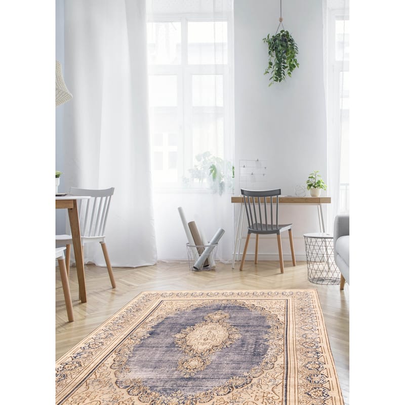ECARPETGALLERY Hand-knotted Antalya Vintage Navy Wool Rug - 8'9 x 11'11