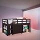 preview thumbnail 9 of 10, Twin Size Low Loft Bed with Desk and Storage - Kids Pine Wood Loft Bed with Cabinet and Study Space