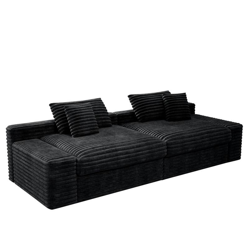 Cloud Boneless Sectional Couch, Modular Deep Seat Sofa, Upholstered Loveseat Corduroy Foam Sofa Couches for Living Room