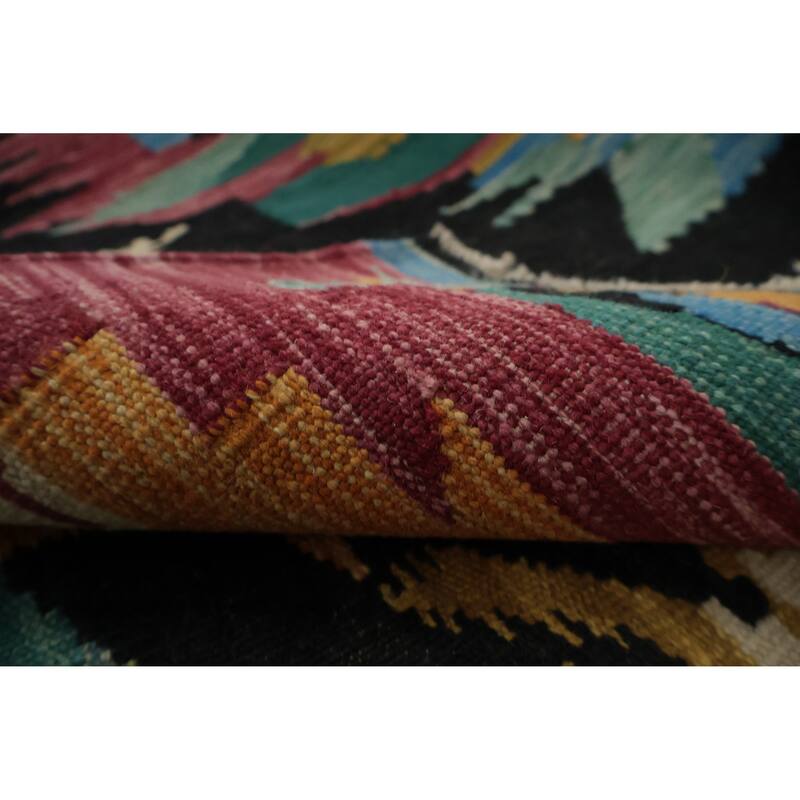 Hand Woven Oriental 100% Wool Carpet Southwestern Tribal Multi-Colored Kilim Area Rug - 8' 6'' X 5' 8''