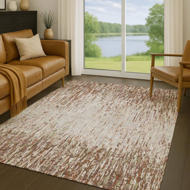 Machine Washable Indoor/ Outdoor Abstract Moxy Chantille Rug