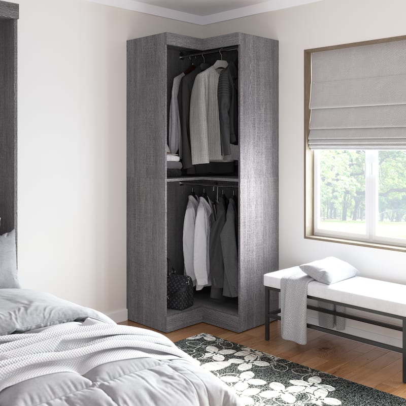 Pur 33W Corner Closet Organizer, Shelving Unit by Bestar - Bark Grey