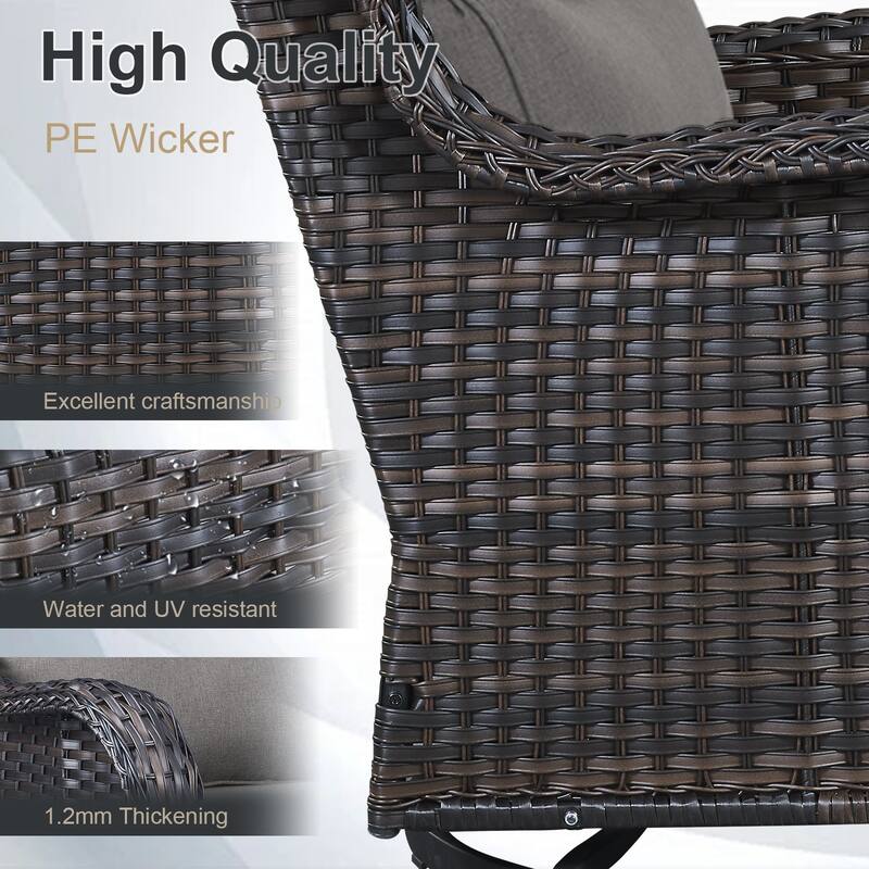 Meyreso 5-Piece Wicker Outdoor Patio Conversation Set with 5-Inch Thick Olefin Cushions