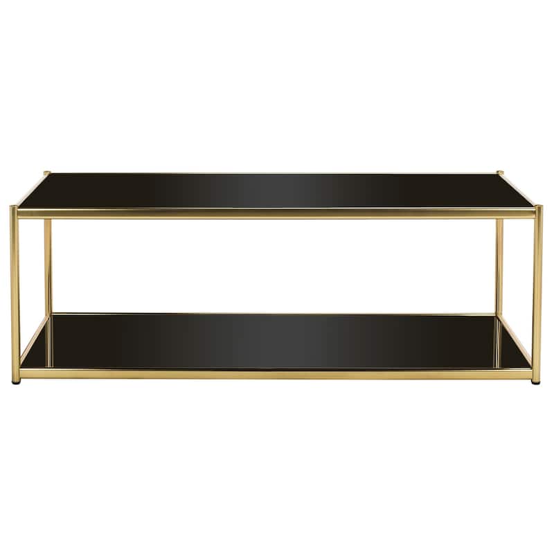 SAFAVIEH Alessandra Glass Chrome Coffee Table - 51.2" x 23.6" x 17.7" - 51Wx24Dx18H - Gold