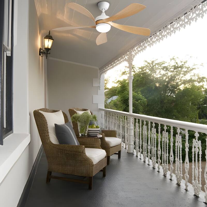 52 Inch Indoor Ceiling Fan With 3 Color Dimmable 5 ABS Blades Remote Control Reversible DC Motor With Led Light