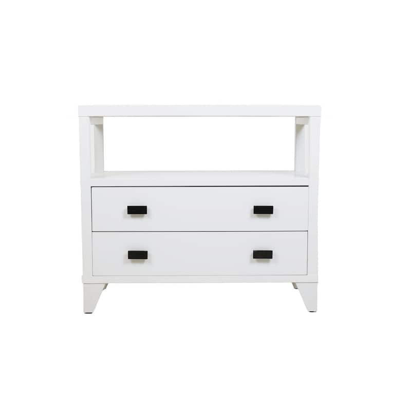 Handmade Wood 2-Drawer Nightstand with Open Shelf by East at Main