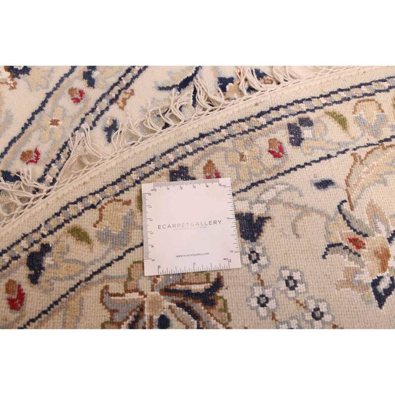 ECARPETGALLERY Hand-knotted Nain Cream Silk, Wool Rug - 5'0 x 5'0