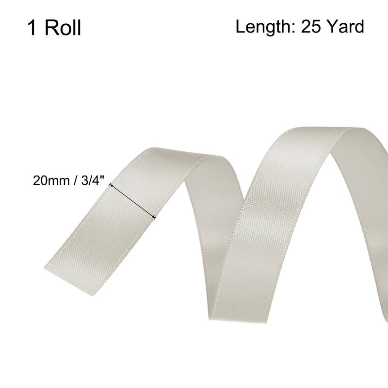 Satin Ribbon Grosgrain Thin Solid Silk Wedding Bouquet Ribbon Decor - Grey - 3/4" x 25 Yard