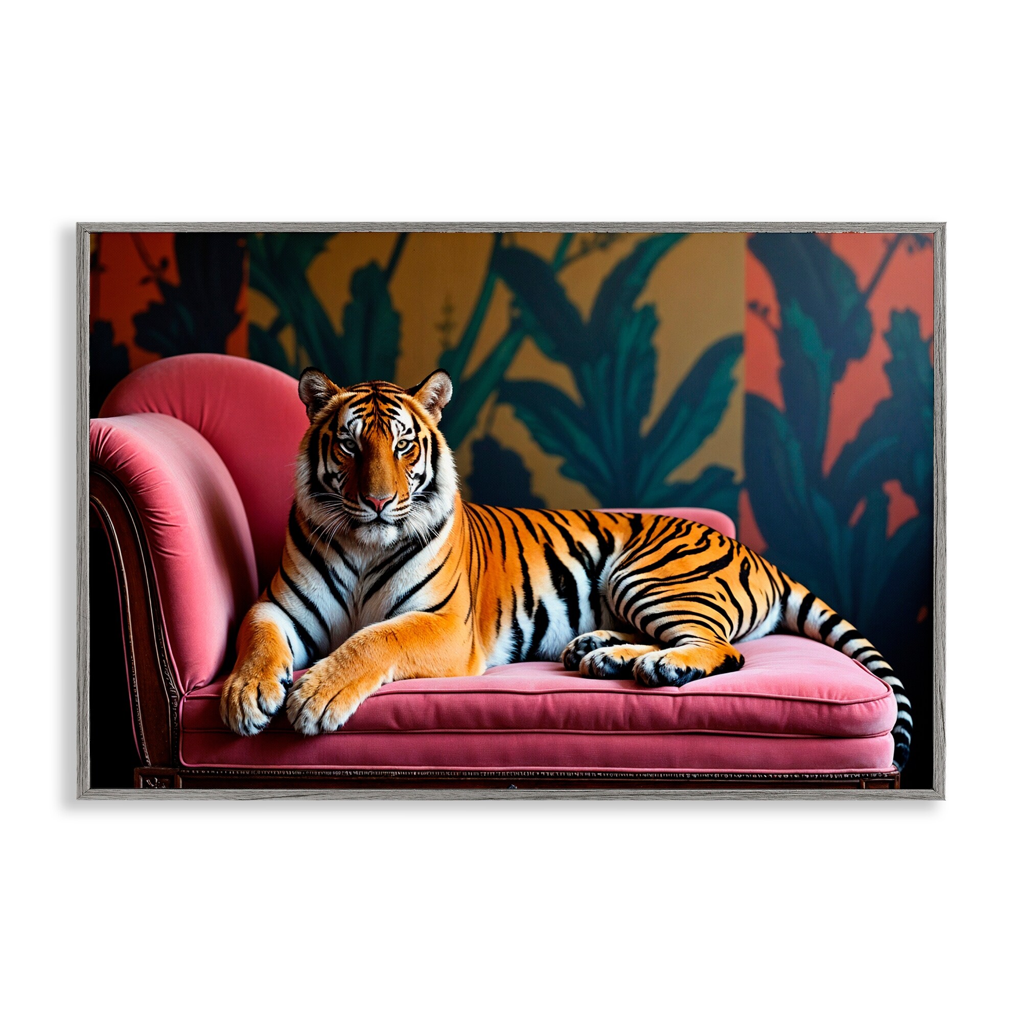 Stupell Exotic Tiger Lounging Framed Giclee Art Design By Lettered and Lined