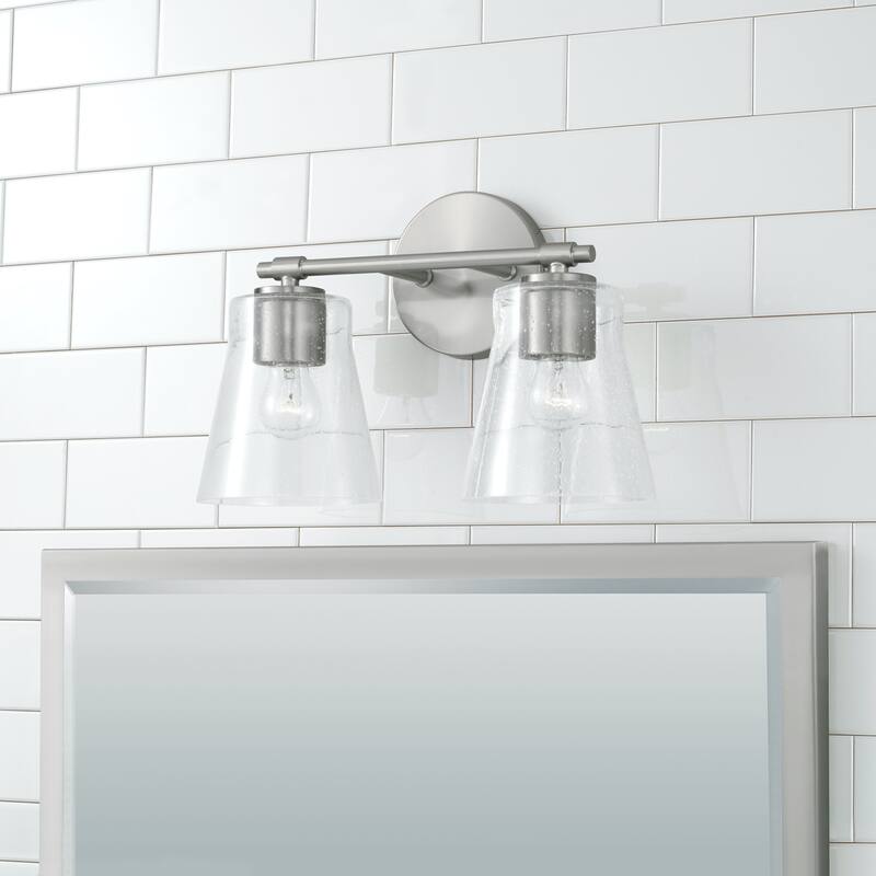 Baker 2-light Bath/ Vanity Fixture w/ Clear Seeded Glass