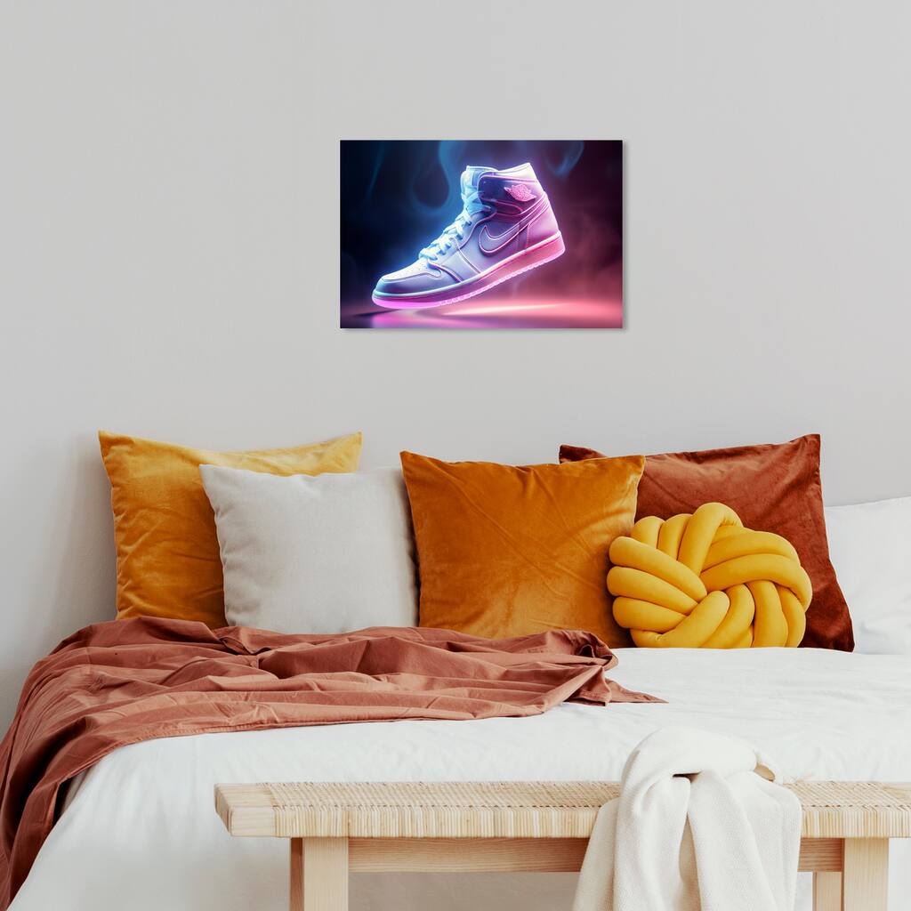 Wynwood Studio Canvas Fashion and Glam Cool Flame Sneaker Purple Modern & Contemporary Wall Art Canvas Print