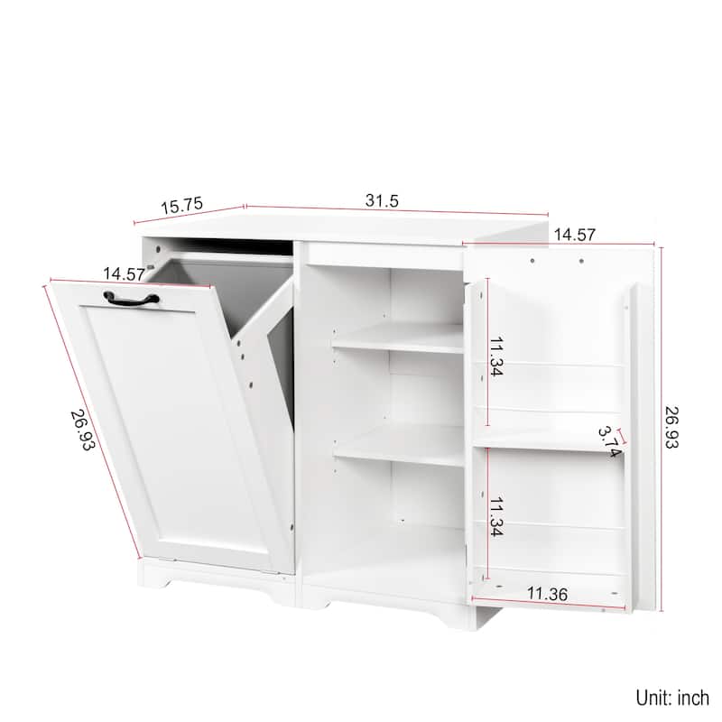 Freestanding Laundry Cabinet with Tilt-Out Laundry Hamper, Adjustable Shelf, 3 Shelves for Storage
