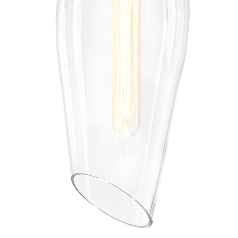 1-Light Pendant Light with Angled-Rim Clear Olive Glass Shade - Dia.6.3-in