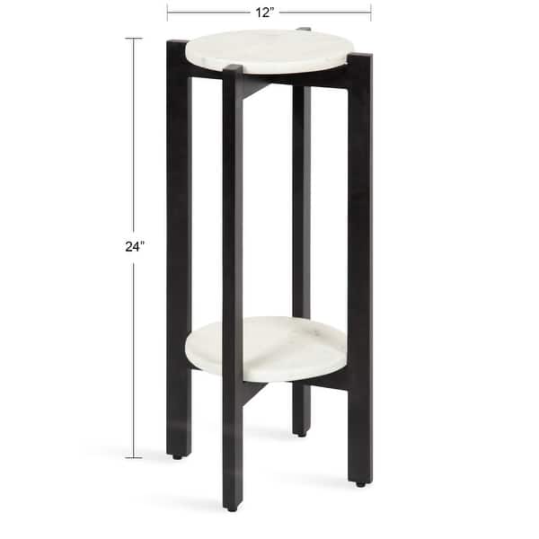 dimension image slide 1 of 3, Kate and Laurel Moxley Round Wood Accent Table