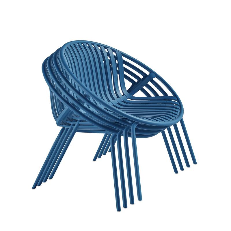 Rio Stackable Modern Lounge Plastic Chair for Indoors or Outdoors - Set of 2