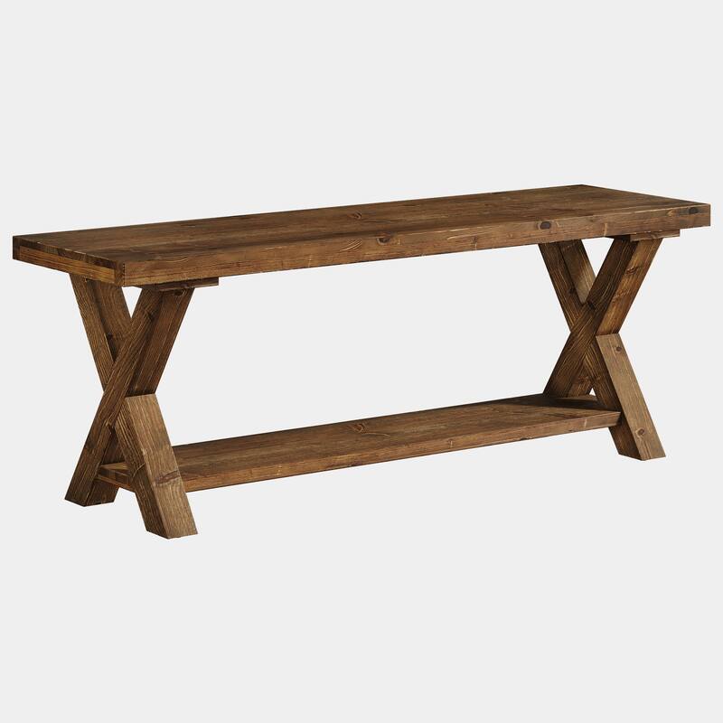 43.3 Inch Farmhouse Solid Wood Entryway Bench with Storage